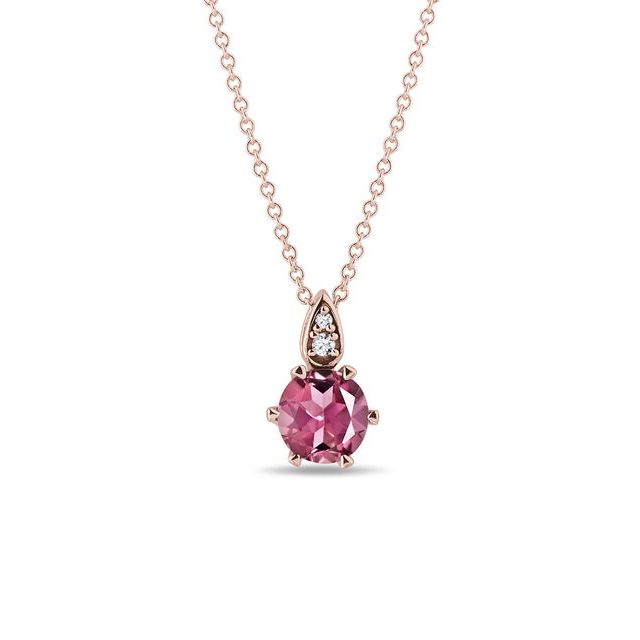 COLLIER EN OR ROSE TOURMALINE ET DIAMANT - COLLIERS AVEC TOURMALINE - COLLIERS