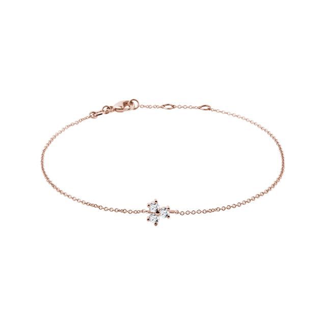 BRACELET EN OR ROSE AVEC TROIS DIAMANTS - BRACELETS AVEC DIAMANTS - BRACELETS