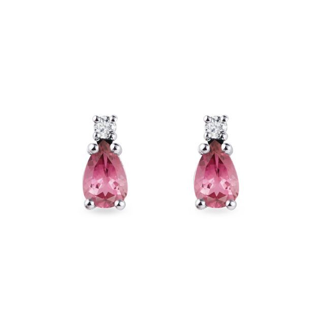 TOURMALINE AND DIAMOND EARRINGS IN WHITE GOLD - TOURMALINE EARRINGS - EARRINGS
