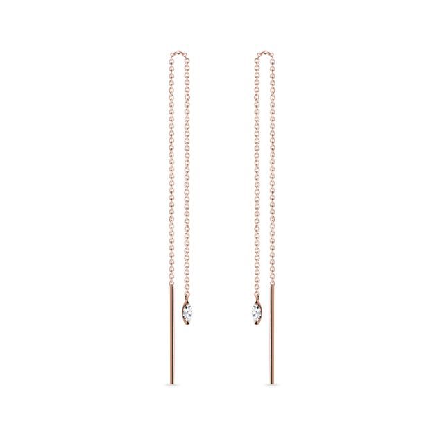 ROSE GOLD CHAIN THREADER EARRINGS WITH MARQUISE DIAMONDS - DIAMOND EARRINGS - EARRINGS
