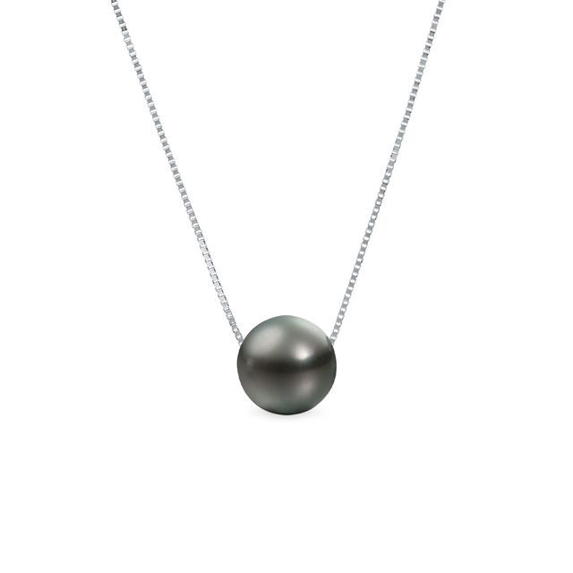 NECKLACE IN 14K WHITE GOLD WITH TAHITIAN PEARL - PEARL PENDANTS - PEARL JEWELRY