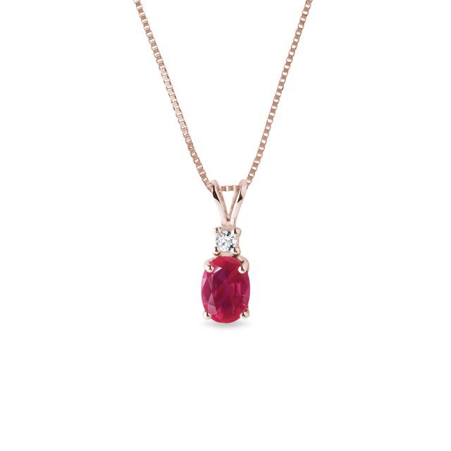 COLLIER EN OR ROSE AVEC RUBIS ET DIAMANT - COLLIERS AVEC RUBIS - COLLIERS