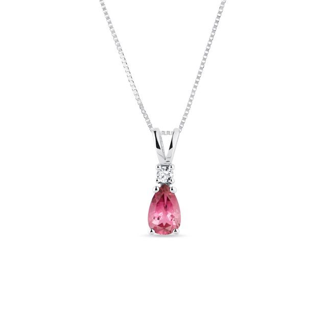 WHITE GOLD NECKLACE WITH TOURMALINE - TOURMALINE NECKLACES - NECKLACES