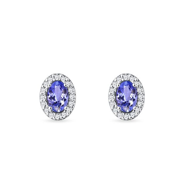 WHITE GOLD EARRINGS WITH TANZANITES AND BRILLIANTS - TANZANITE EARRINGS - EARRINGS