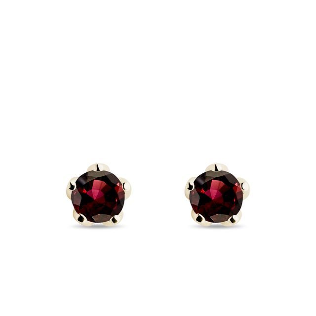 GARNET GOLD EARRINGS - GARNET EARRINGS - EARRINGS