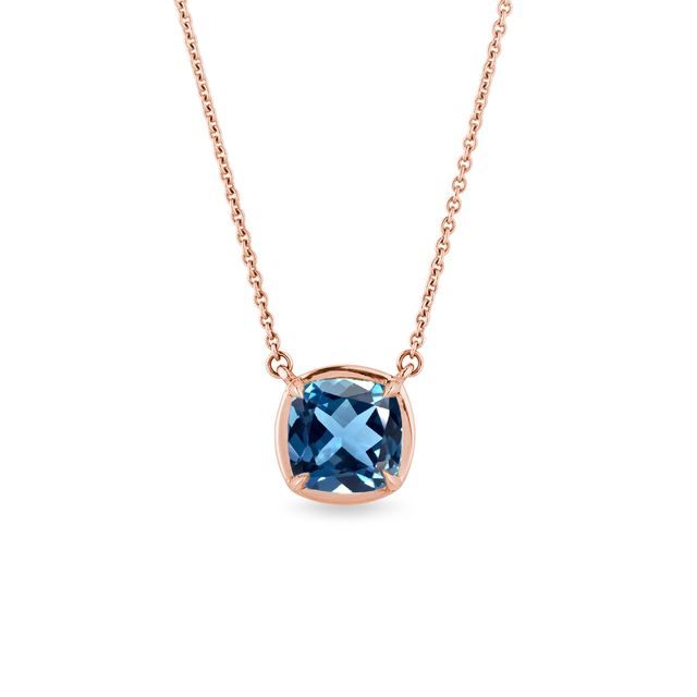 ROSE GOLD NECKLACE WITH LONDON TOPAZ - TOPAZ NECKLACES - NECKLACES