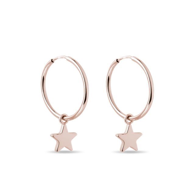 HOOP EARRINGS WITH STARS IN ROSE GOLD - ROSE GOLD EARRINGS - EARRINGS