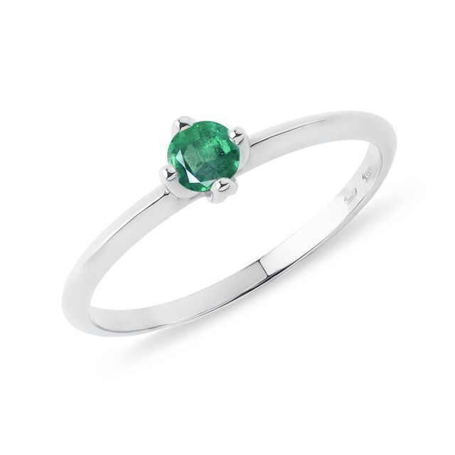 RING WITH EMERALD IN WHITE GOLD - EMERALD RINGS - RINGS