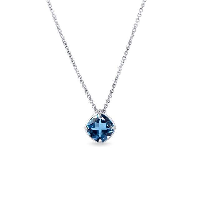 WHITE GOLD NECKLACE WITH LONDON TOPAZ - TOPAZ NECKLACES - NECKLACES