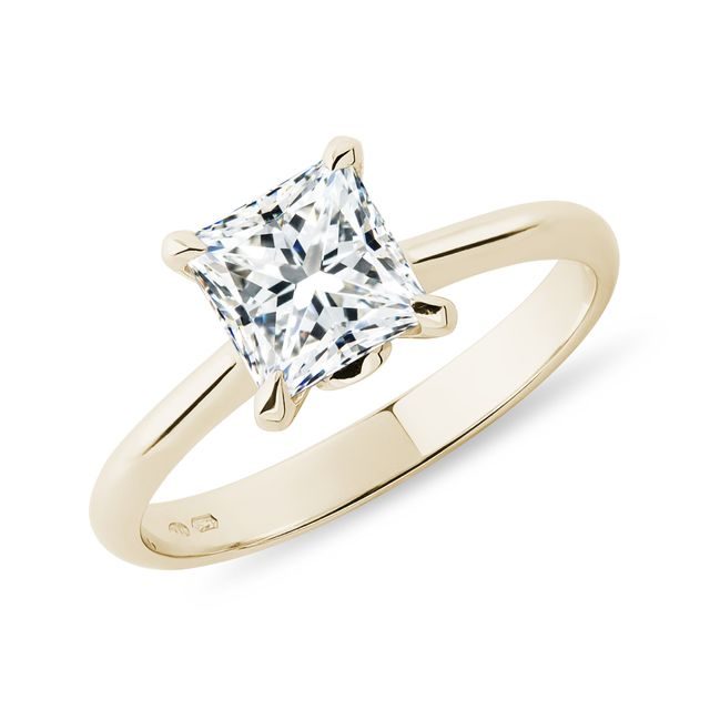 LAB GROWN PRINCESS DIAMOND GOLD RING - RINGS WITH LAB-GROWN DIAMONDS - ENGAGEMENT RINGS