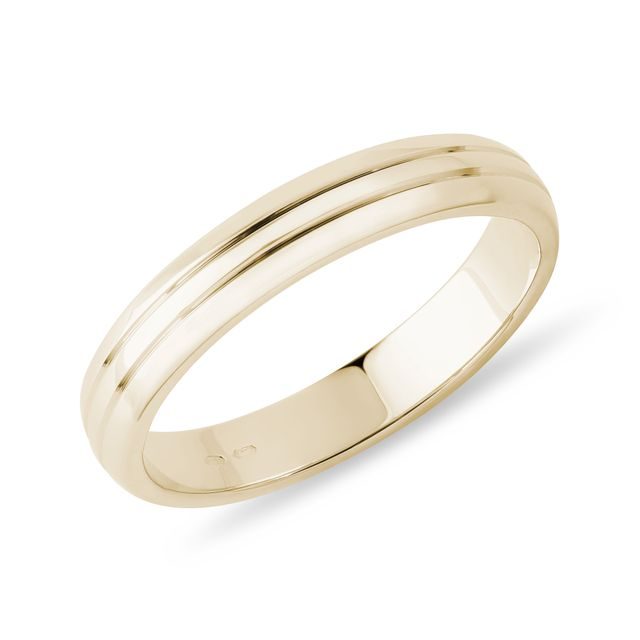 MEN'S WEDDING RING IN YELLOW GOLD WITH TWO ENGRAVED LINES - RINGS FOR HIM - WEDDING RINGS