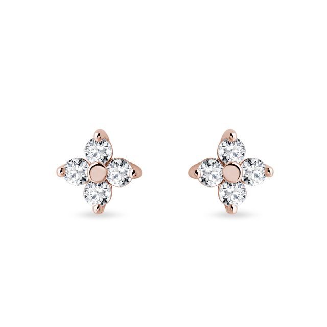 FOUR-LEAF CLOVER DIAMOND EARRINGS IN ROSE GOLD - DIAMOND EARRINGS - EARRINGS