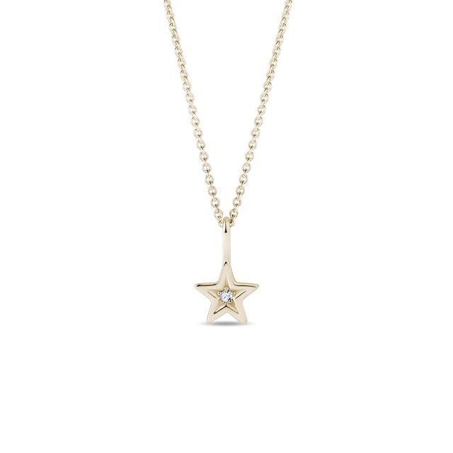 DIAMOND STAR PENDANT WITH DIAMONDS IN YELLOW GOLD - DIAMOND NECKLACES - NECKLACES