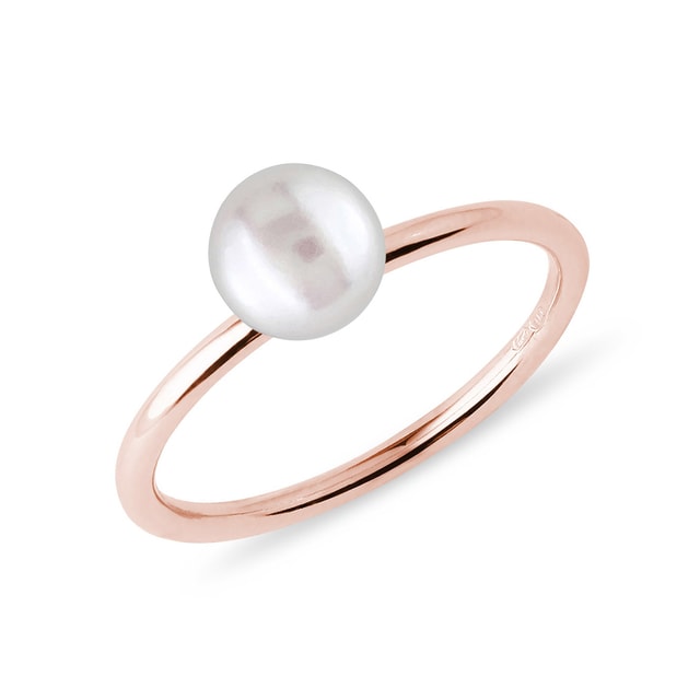 6 MM FRESHWATER PEARL RING IN ROSE GOLD - PEARL RINGS - PEARL JEWELRY
