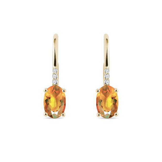 BOUCLES D'OREILLES EN OR BLANC AVEC DIAMANTS ET CITRINES - BOUCLES D'OREILLES EN CITRINE - BOUCLES D'OREILLES