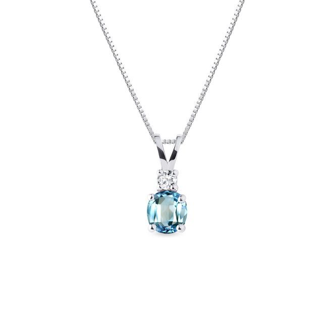 TOPAZ AND DIAMOND NECKLACE IN WHITE GOLD - TOPAZ NECKLACES - NECKLACES