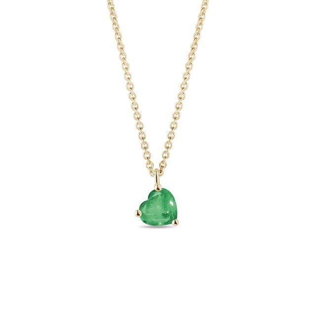 HEART SHAPED EMERALD PENDANT NECKLACE IN GOLD - EMERALD NECKLACES - NECKLACES