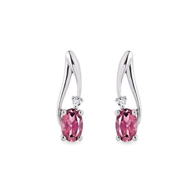 BOUCLES D'OREILLES EN OR BLANC AVEC TOURMALINES ET DIAMANTS - BOUCLES D'OREILLES EN TOURMALINE - BOUCLES D'OREILLES