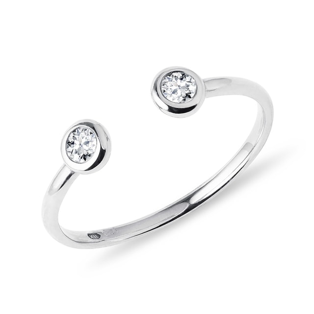 BAGUE OUVERTE EN OR BLANC ET DEUX DIAMANTS - BAGUES EN DIAMANT - BAGUES