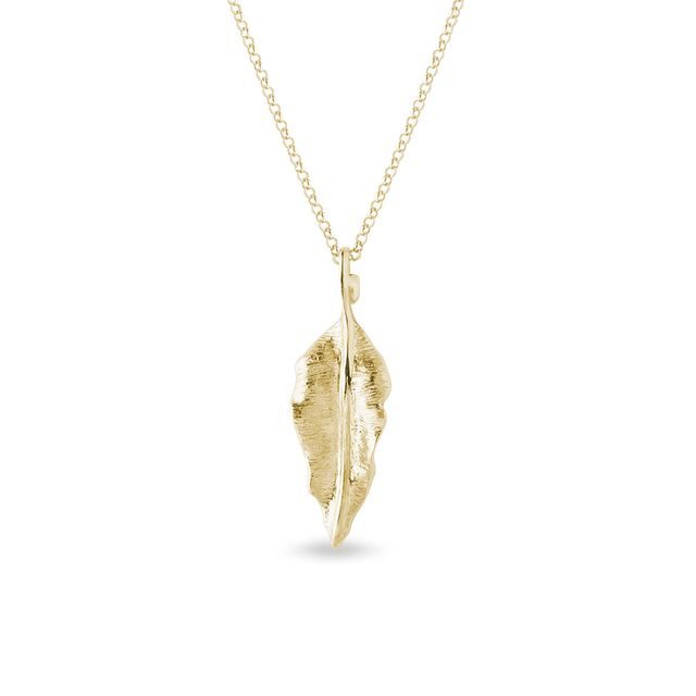 LARGE LEAF NECKLACE IN YELLOW GOLD - SEASONS COLLECTION - KLENOTA COLLECTIONS