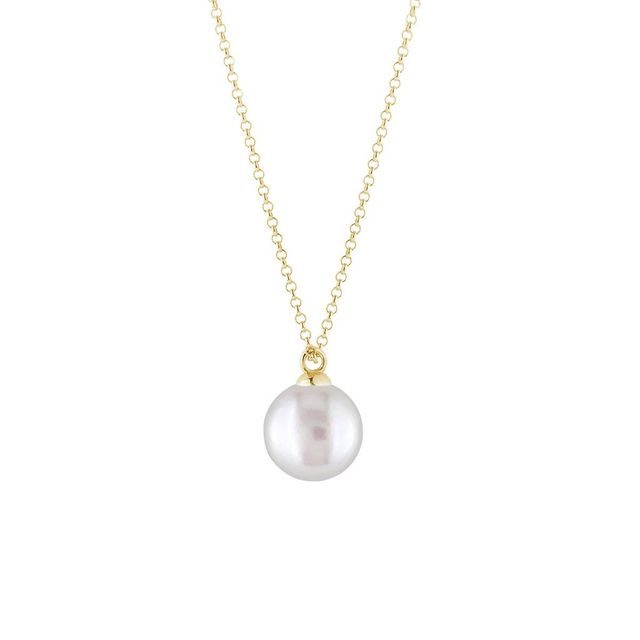 MINIMALIST PEARL PENDANT IN YELLOW GOLD - PEARL PENDANTS - PEARL JEWELRY