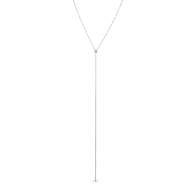 NECKLACE WITH BEZEL DIAMOND IN WHITE GOLD - DIAMOND NECKLACES - NECKLACES