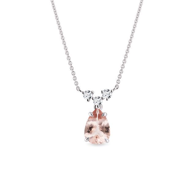 COLLIER EN OR BLANC AVEC DIAMANTS ET MORGANITE - COLLIERS AVEC MORGANITE - COLLIERS