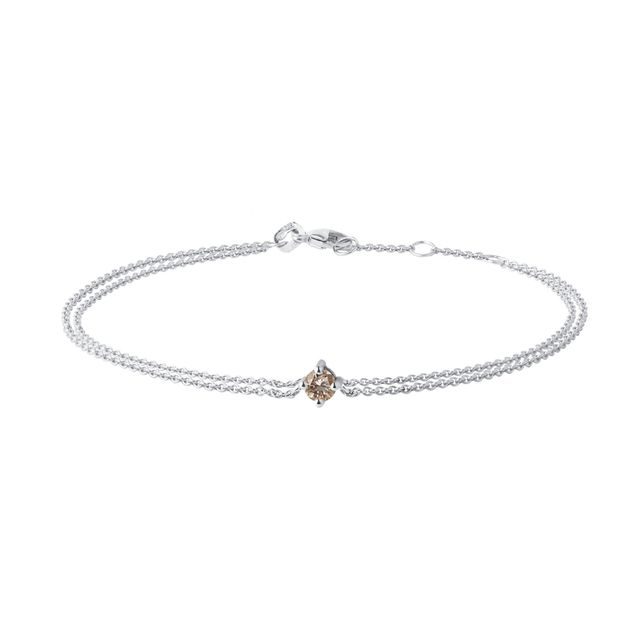 BRACELET FORGÉ EN OR BLANC AVEC DIAMANT CHAMPAGNE - BRACELETS AVEC DIAMANTS - BRACELETS