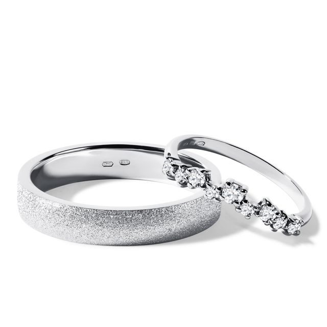 WHITE GOLD WEDDING RING SET WITH DIAMONDS - WHITE GOLD WEDDING SETS - WEDDING RINGS