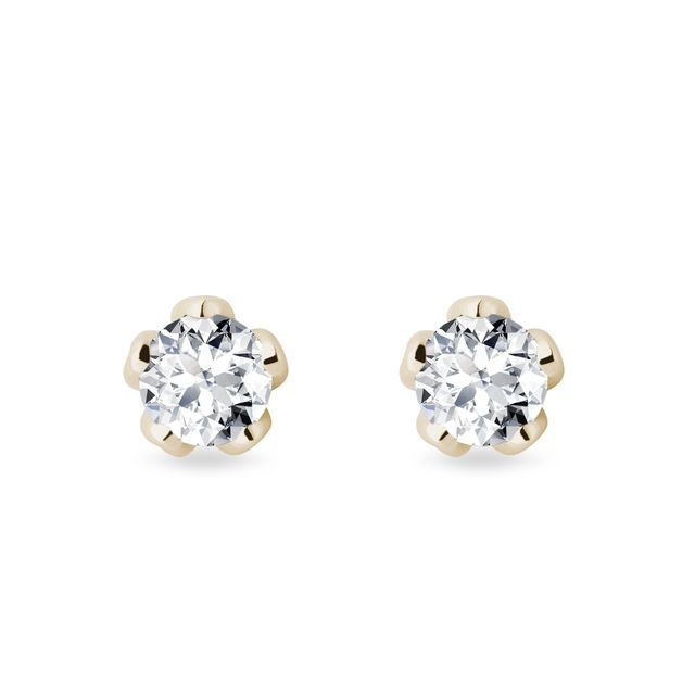 MOISSANITE STUD EARRINGS IN YELLOW GOLD - GEMSTONE EARRINGS - EARRINGS