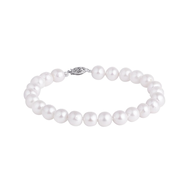 PEARL BRACELET WITH WHITE GOLD CLASP - PEARL BRACELETS - PEARL JEWELLERY