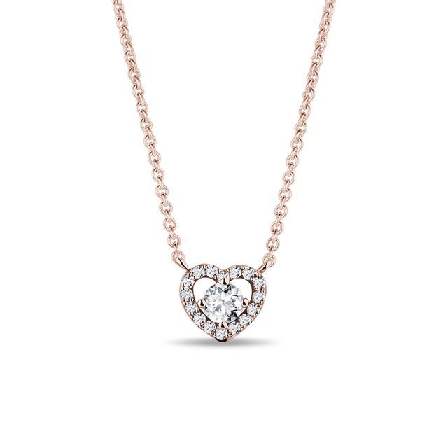 COLLIER CŒUR EN OR ROSE AVEC DIAMANTS - COLLIERS AVEC DIAMANTS - COLLIERS