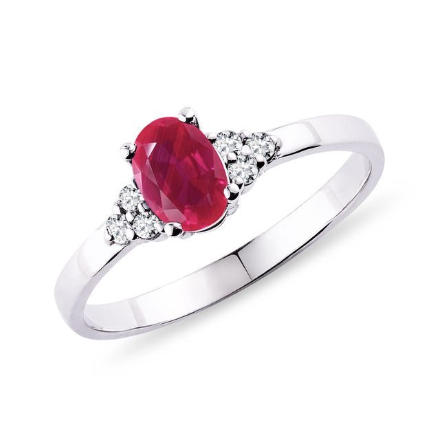 WHITE GOLD RING WITH RUBY - RUBY RINGS - RINGS