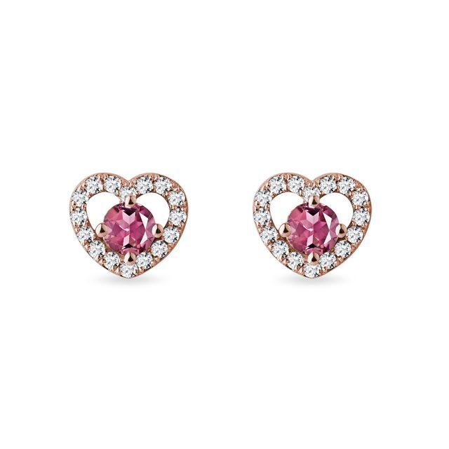 HEART EARRINGS WITH TOURMALINES IN ROSE GOLD - TOURMALINE EARRINGS - EARRINGS
