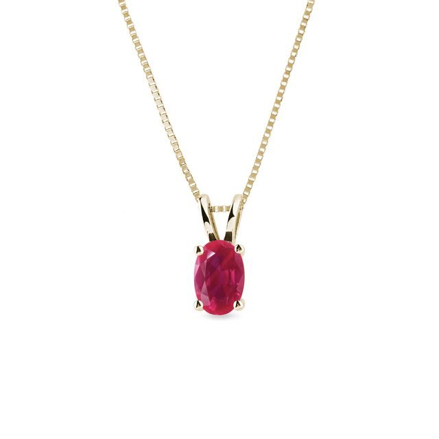 OVAL RUBY NECKLACE IN 14K YELLOW GOLD - RUBY NECKLACES - NECKLACES