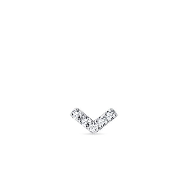 WHITE GOLD DIAMOND V SINGLE EARRING - DIAMOND EARRINGS - EARRINGS