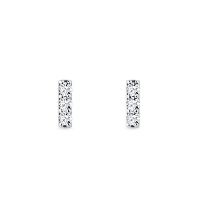 BOUCLES D'OREILLES EN OR BLANC AVEC BARRETTE DE DIAMANTS - BOUCLES D'OREILLES EN DIAMANT - BOUCLES D'OREILLES