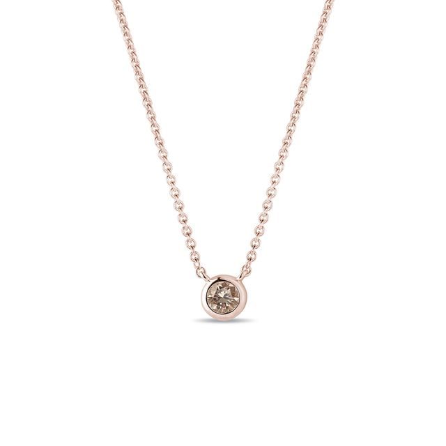 NECKLACE IN ROSE GOLD WITH CHAMPAGNE DIAMOND - DIAMOND NECKLACES - NECKLACES