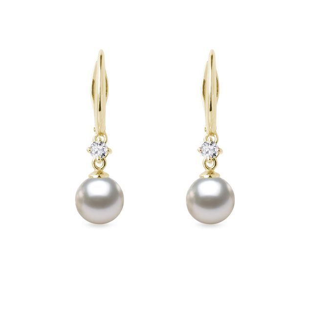 AKOYA PEARL AND DIAMOND EARRINGS IN GOLD - PEARL EARRINGS - PEARL JEWELLERY