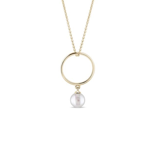 PEARL NECKLACE IN 14K YELLOW GOLD - PEARL PENDANTS - PEARL JEWELRY