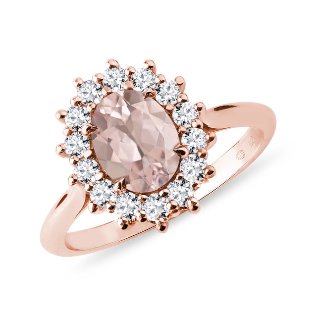 RING WITH MORGANITE AND DIAMONDS IN ROSE GOLD - MORGANITE RINGS - RINGS