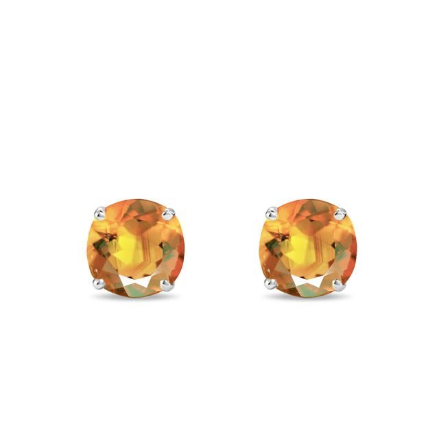 BOUCLES D'OREILLES EN OR JAUNE AVEC CITRINES DE MADÈRE - BOUCLES D'OREILLES EN CITRINE - BOUCLES D'OREILLES