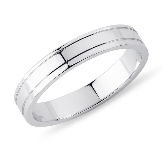 MEN'S WEDDING RING IN WHITE GOLD WITH ENGRAVED LINES - RINGS FOR HIM - WEDDING RINGS