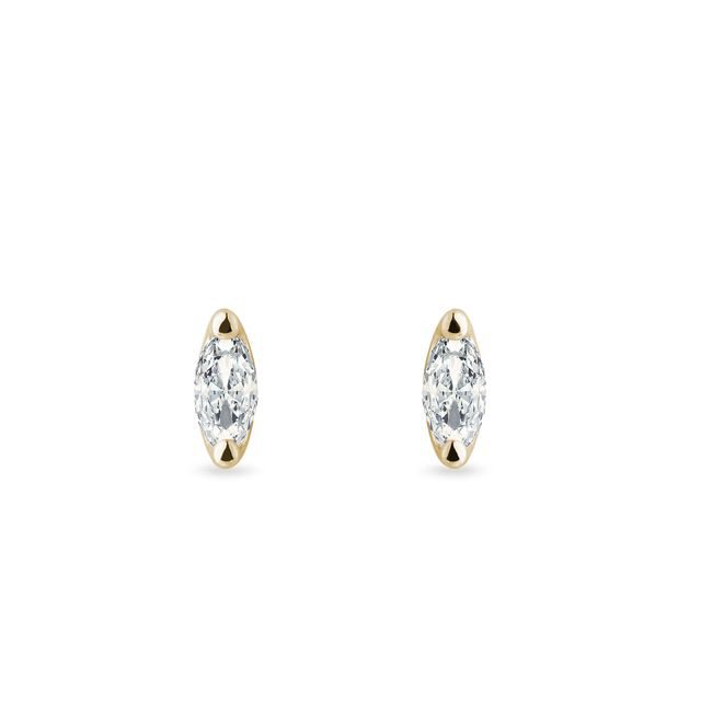 BOUCLES D'OREILLES EN OR JAUNE AVEC DIAMANTS - PUCES D'OREILLES EN DIAMANT - BOUCLES D'OREILLES