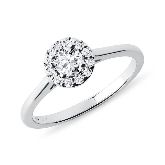 WHITE GOLD DIAMOND HALO RING - DIAMOND ENGAGEMENT RINGS - ENGAGEMENT RINGS