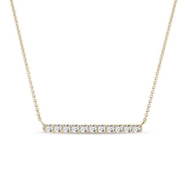 GOLD NECKLACE WITH A DIAMOND BAR - DIAMOND NECKLACES - NECKLACES
