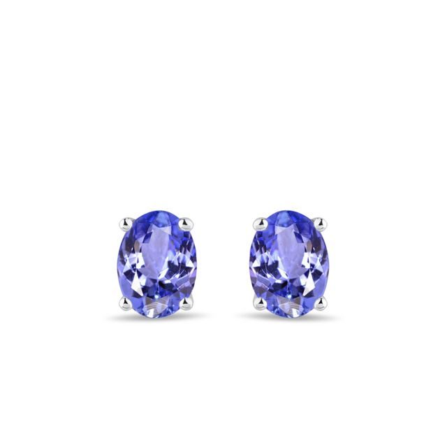 EARRINGS WITH OVAL TANZANITES IN WHITE GOLD - TANZANITE EARRINGS - EARRINGS