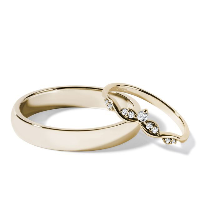 ELEGANT DIAMOND WEDDING SET IN YELLOW GOLD - YELLOW GOLD WEDDING SETS - WEDDING RINGS