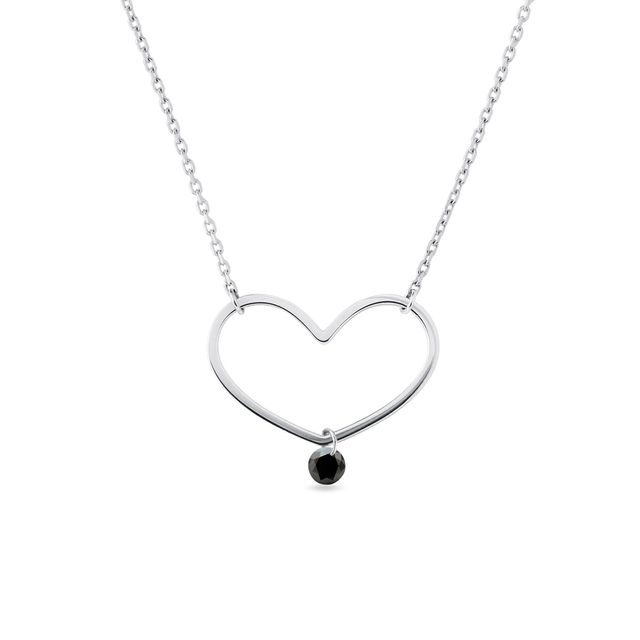 NECKLACE WITH BLACK DIAMOND IN WHITE GOLD - DIAMOND NECKLACES - NECKLACES