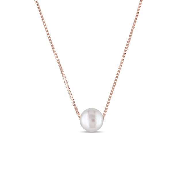 NECKLACE WITH FRESHWATER PEARL IN ROSE GOLD - PEARL PENDANTS - PEARL JEWELRY